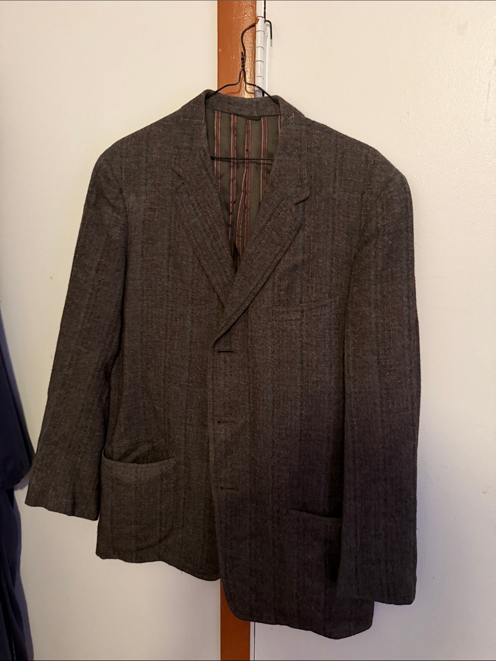 Sears Men's Dark Brown Textured Wool-Blend Sport Coat